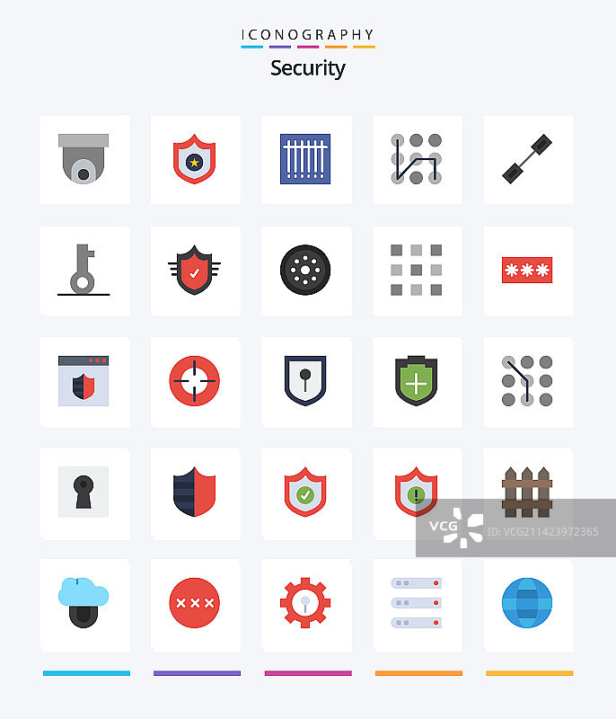 创意安全25个扁平风格图标包图片素材