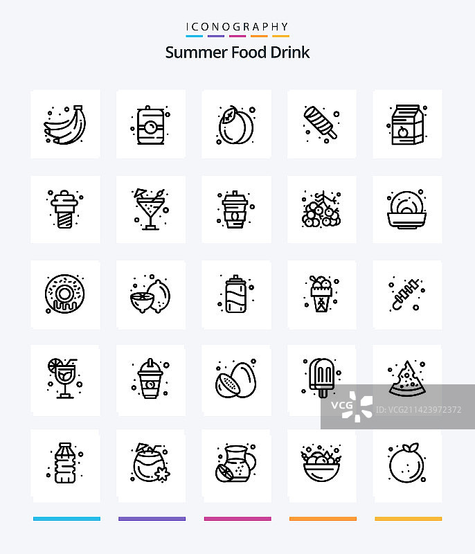 创意夏季食品饮料轮廓图标包图片素材