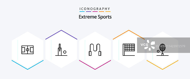 包含网球拍的25个体育线性图标包图片素材