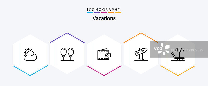 包含旅行的25个度假线性图标包图片素材