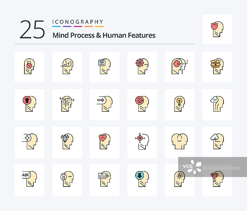 思维过程与人物特征25线条填充图片素材