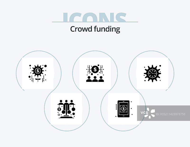 众筹字形图标套装5个图片素材