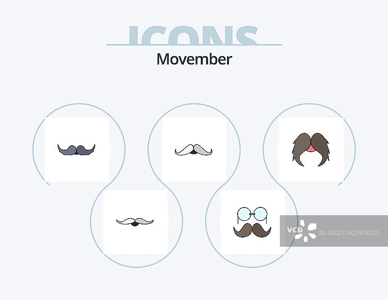 胡须月扁平图标包眼镜设计图片素材