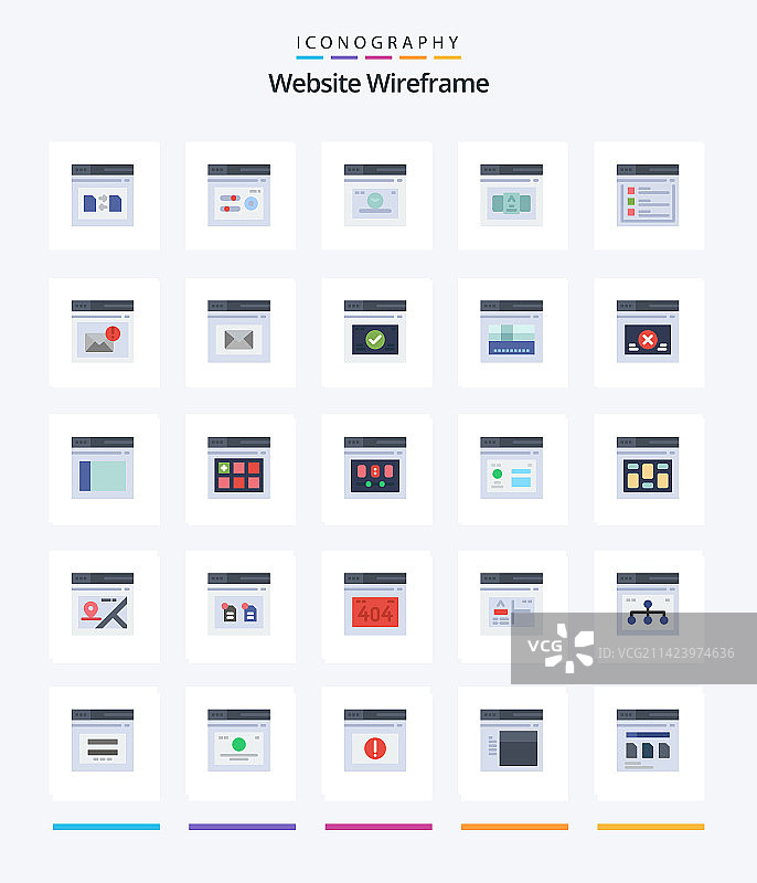 创意网站线框2.5D扁平图标包图片素材