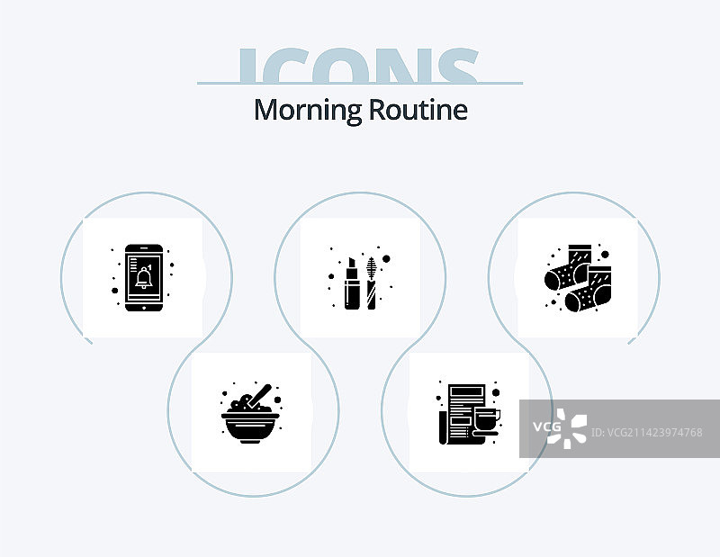 清晨日常字形图标包5个图标设计图片素材