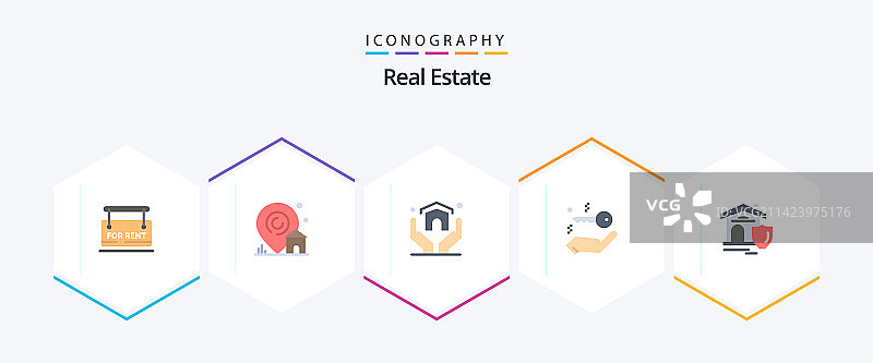 25个扁平风格房地产图标图片素材
