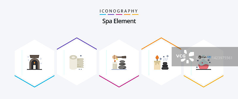 包含水疗的25个扁平图标水疗元素包图片素材
