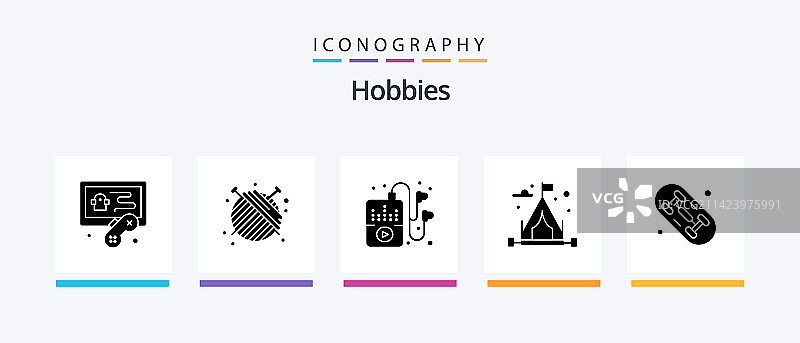 爱好：5个字形图标包，包含爱好图片素材