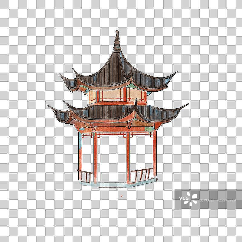 一座亭子插画图片素材