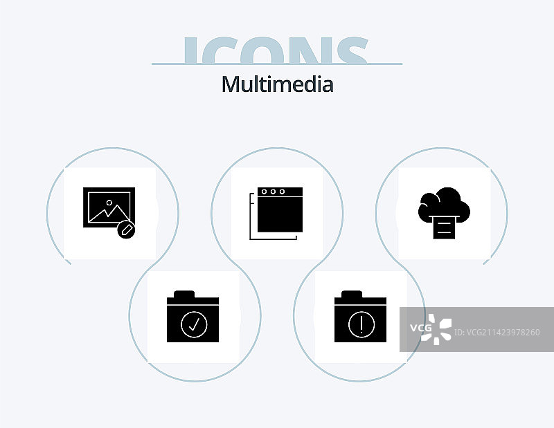 多媒体字形图标包5个图标设计图片素材