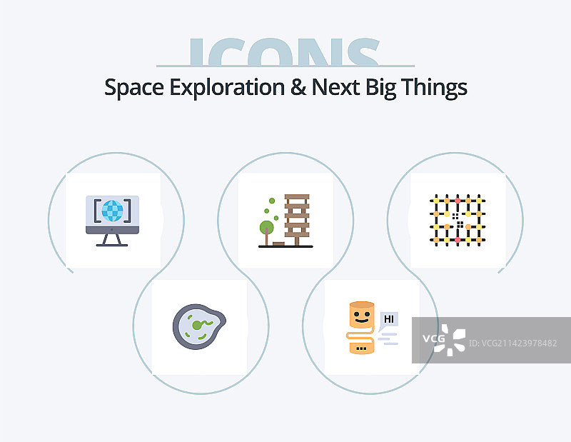 太空探索与未来趋势扁平图标图片素材