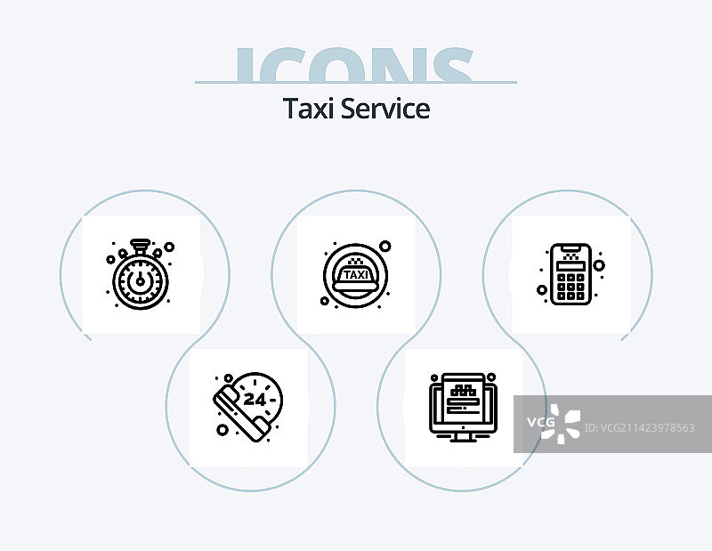 出租车服务线性图标套装图片素材