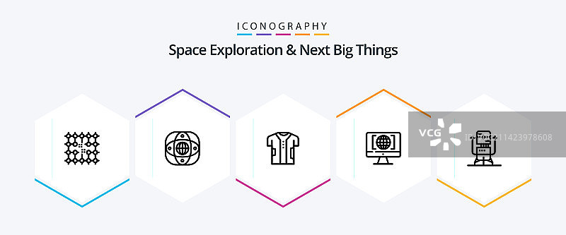 太空探索及未来趋势线性图标图片素材