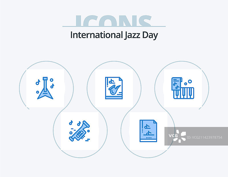 国际爵士乐日蓝色图标包5个图标图片素材