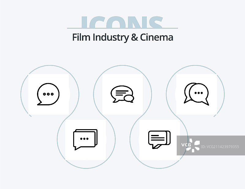 电影院线性风格5图标包饮料胶片设计图片素材