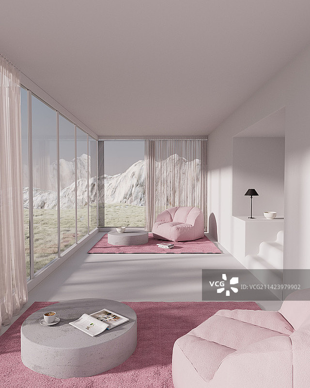 iDSTORE-三维渲染超现实主义室内家居场景电商展示背景数字场景图片素材