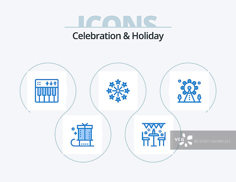 庆祝和节日蓝色图标包5个图标图片素材