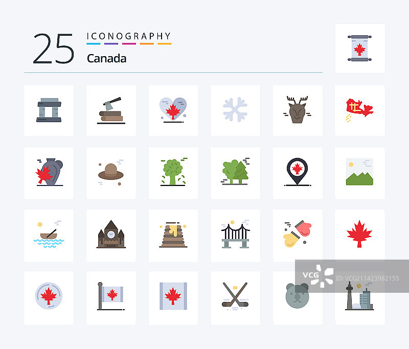 包含北极的加拿大彩色图标包25个图片素材