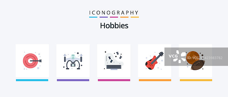 包含爱好的扁平风格爱好五图标包图片素材