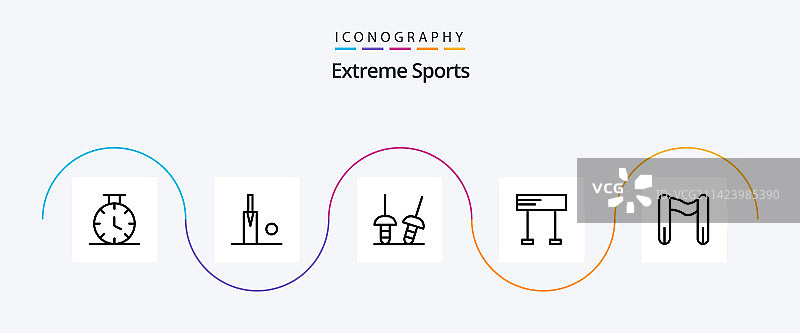 包含终点起点的运动线条5图标包图片素材