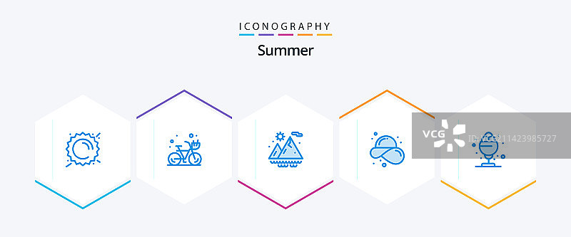 夏季25蓝色图标包（含冰棒）图片素材