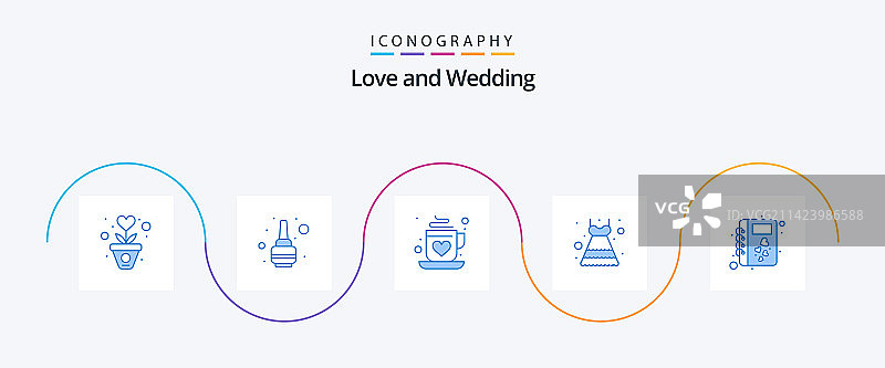婚礼蓝色5图标包，包含书籍蕾丝图片素材