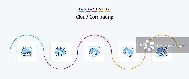 云计算蓝色图标包，包含云元素图片素材