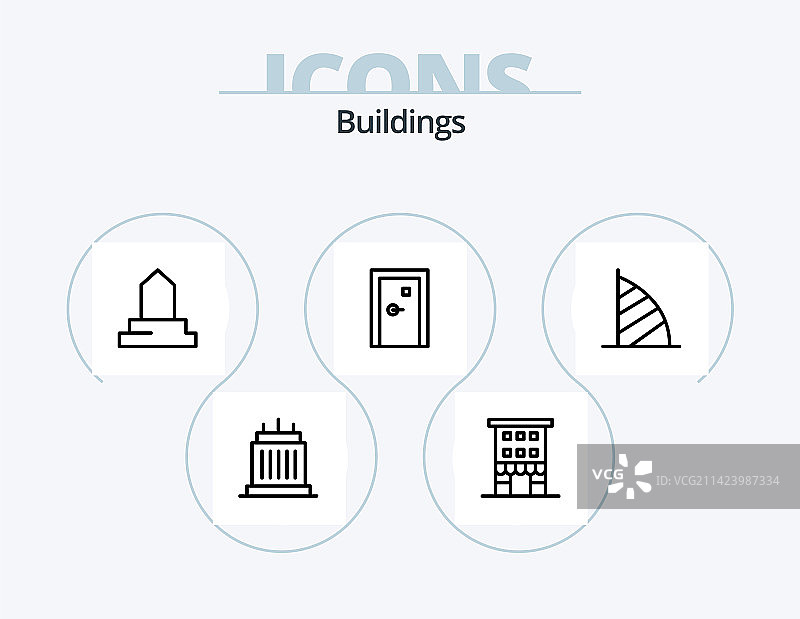 建筑物线性图标包5图标设计现代图片素材