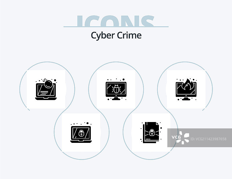 网络犯罪字形图标包，包含屏幕设计图片素材