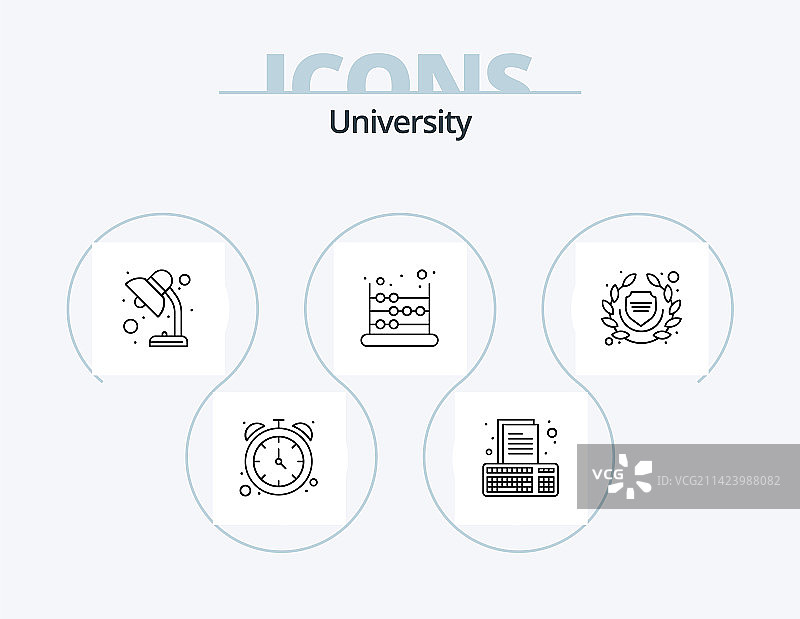 大学线性图标包5款图标设计研究图片素材