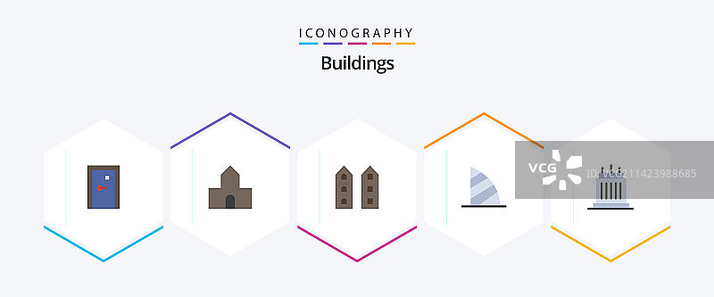 含阿联酋元素的建筑扁平图标包25款图片素材