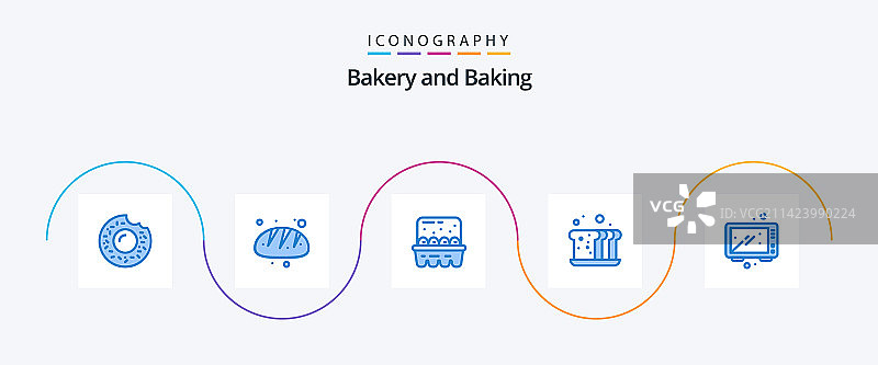 蓝色烘焙图标包（含烹饪餐食）图片素材