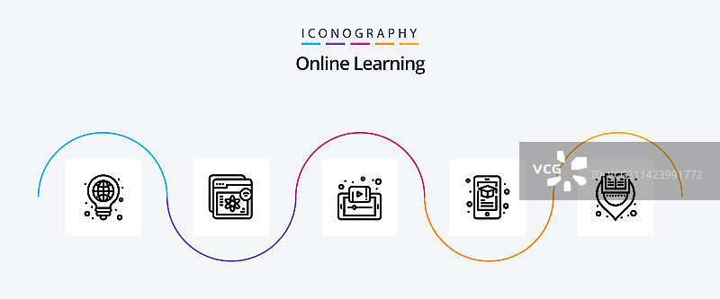 在线学习线性风格5图标包 (含移动端)图片素材