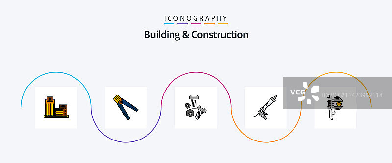 建筑和施工线性填充扁平5图标图片素材