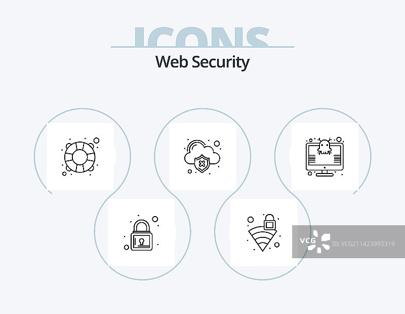 网页安全线性火焰图标套装图片素材
