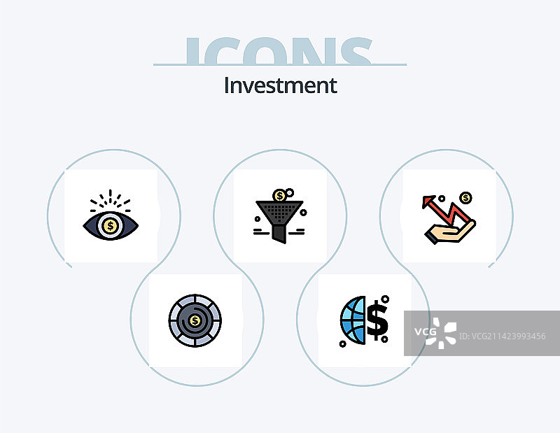 投资线性图标套装（5个图标设计）图片素材