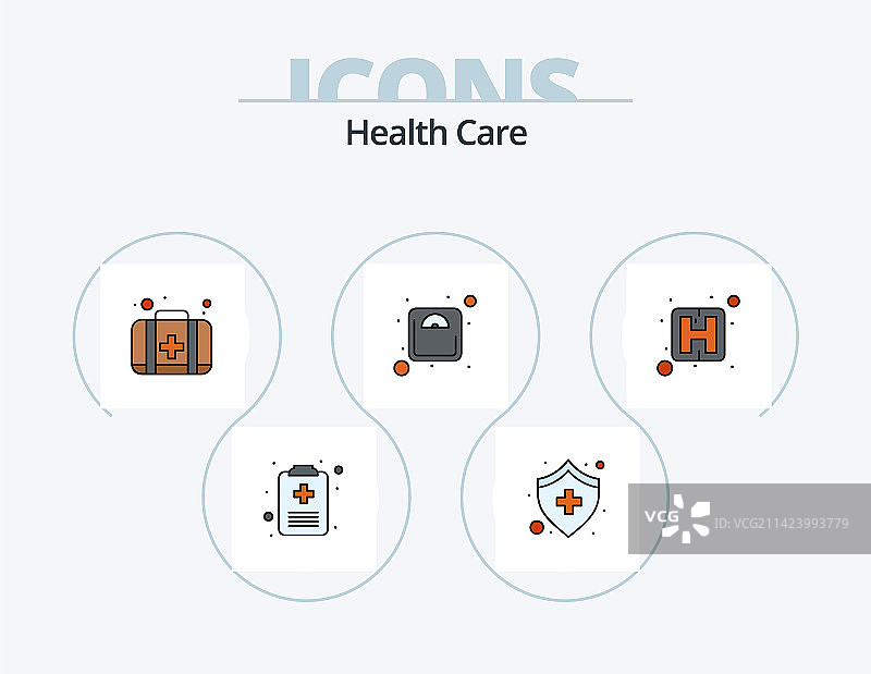 医疗保健线性填充图标包图片素材