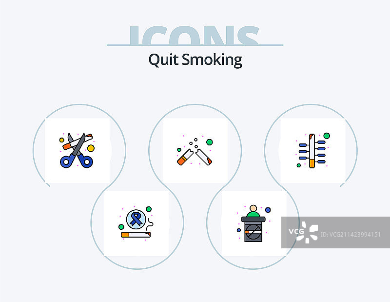 戒烟线性图标套装5个图片素材