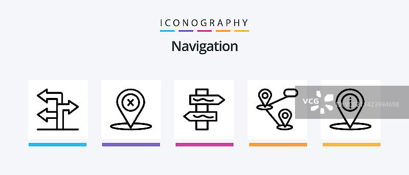 导航路线线条图标包（5个图标）图片素材