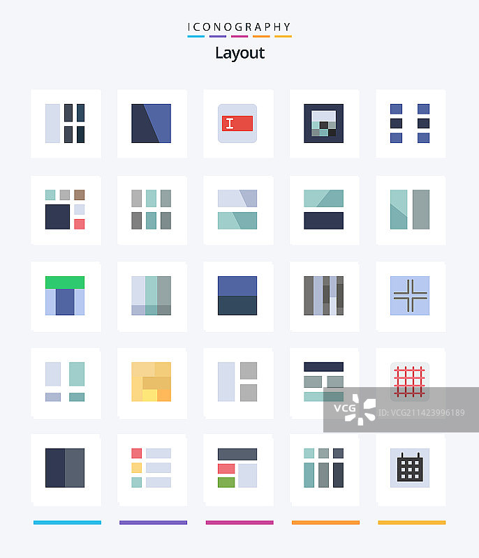 创意布局25个扁平图标包，例如布局图片素材