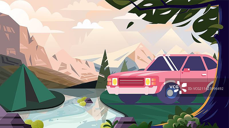 丛林车旅图片素材