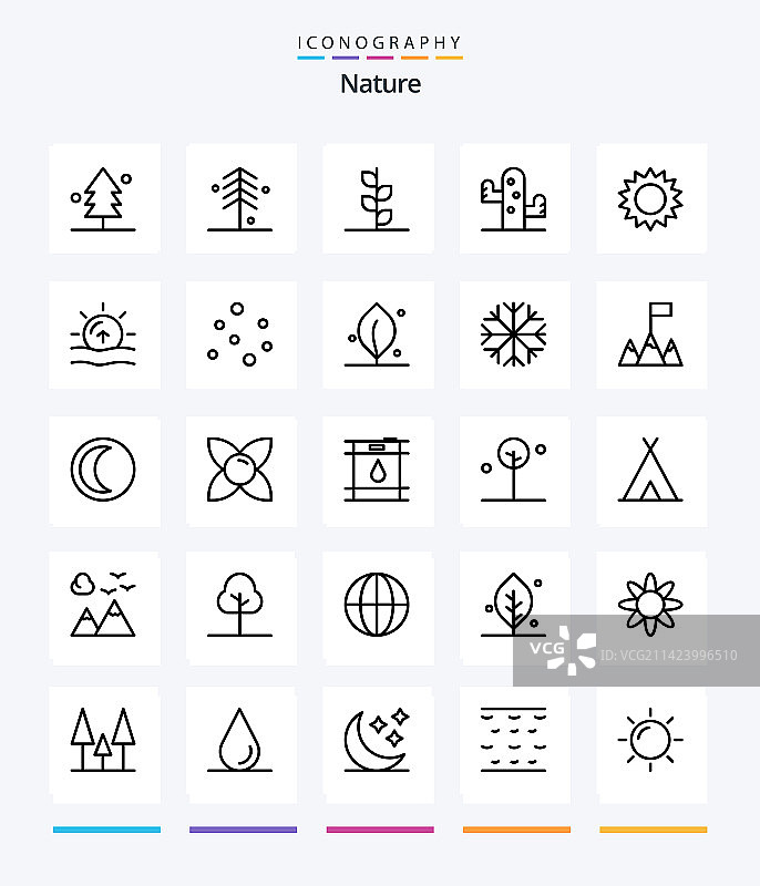 创意自然轮廓图标包（25个，如树木）图片素材