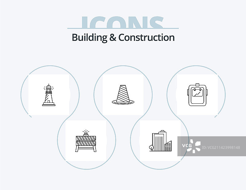 建筑施工线性图标包（5个图标）图片素材