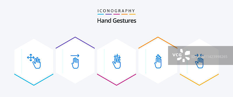 手势蓝色图标包（25个）图片素材