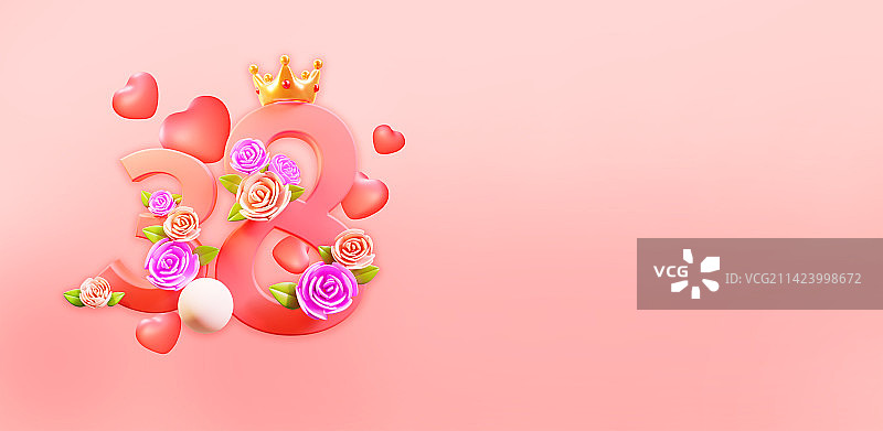 3D立体妇女节字体设计背景海报图片素材