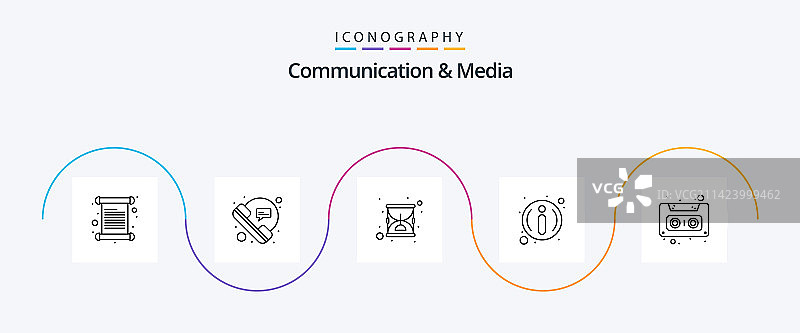 通信和媒体线条图标包5图片素材