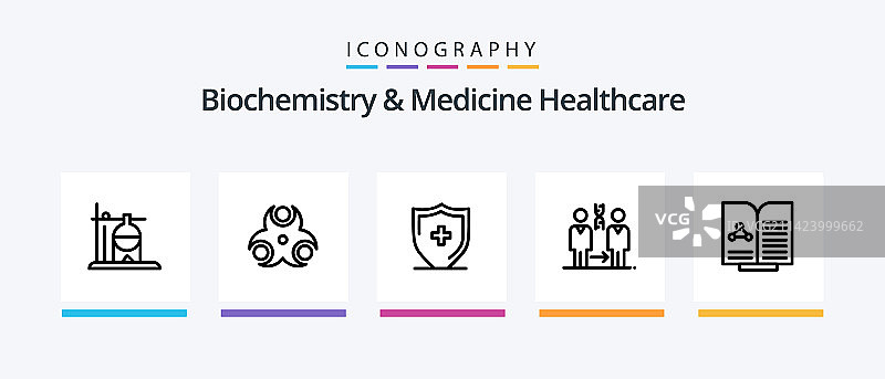 生物化学与医疗保健细线图标图片素材