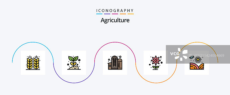 农业线性填充扁平5图标包图片素材