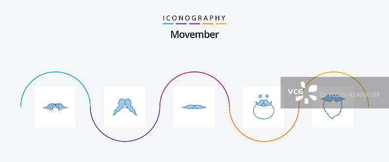 包括圣诞老人男士在内的蓝色Movember 5图标包图片素材