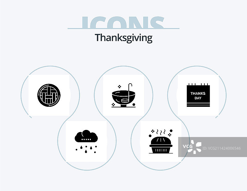 感恩节字形图标包5个图标设计图片素材